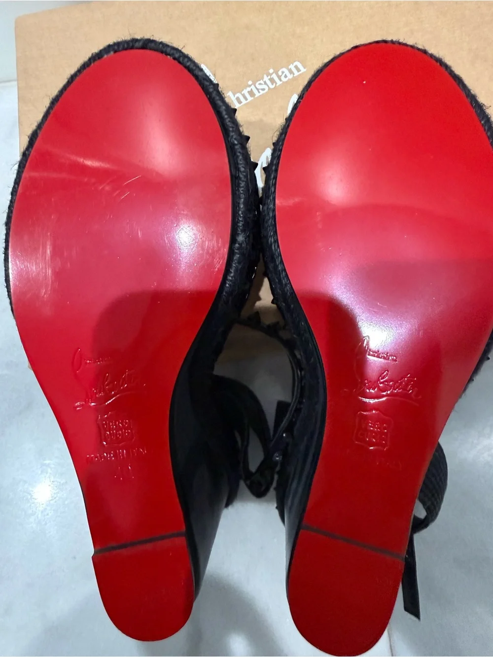 Red bottom Black Studded Platform Heels